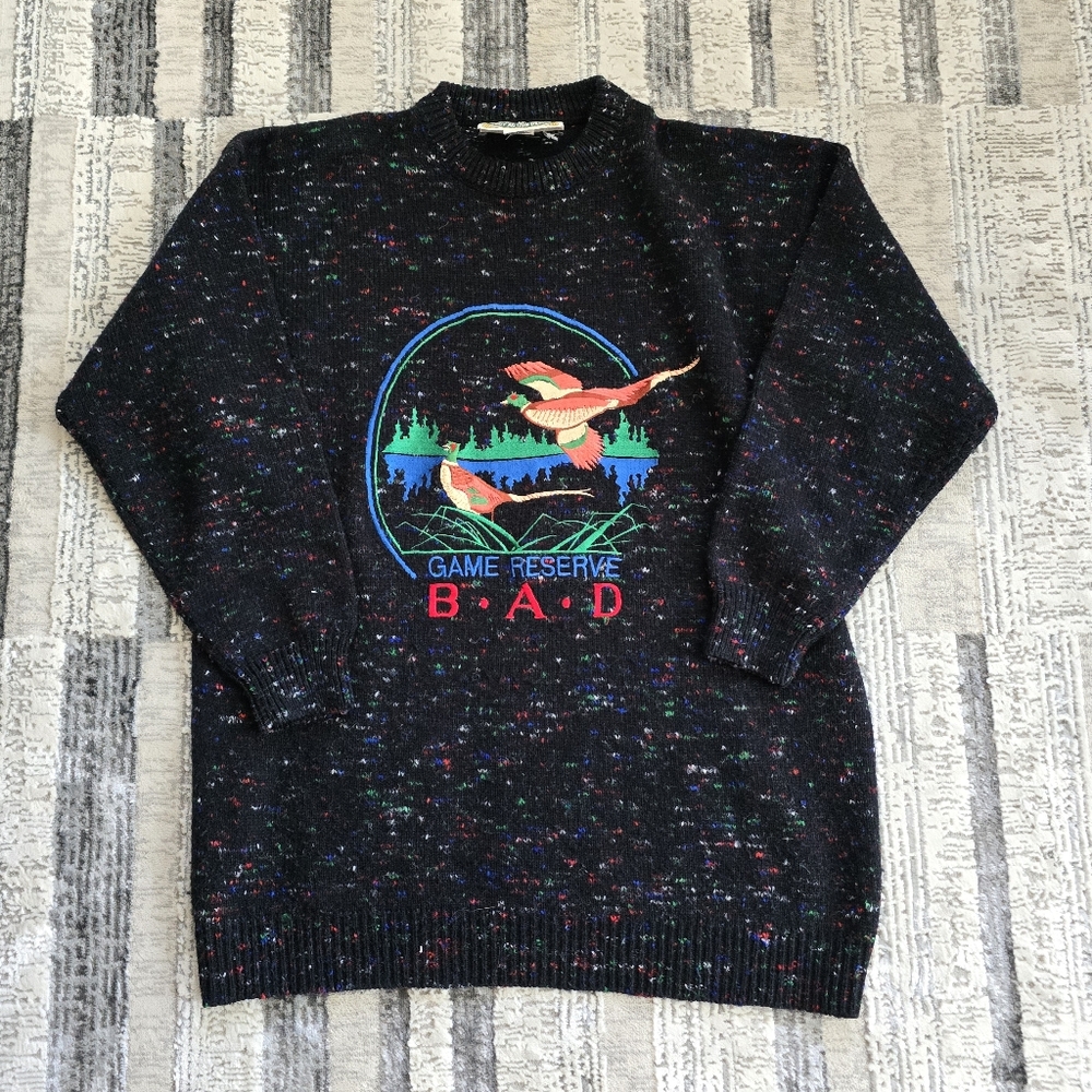 Vintage 90s Game Reserve BAD Duck Hunting Nature Sweater